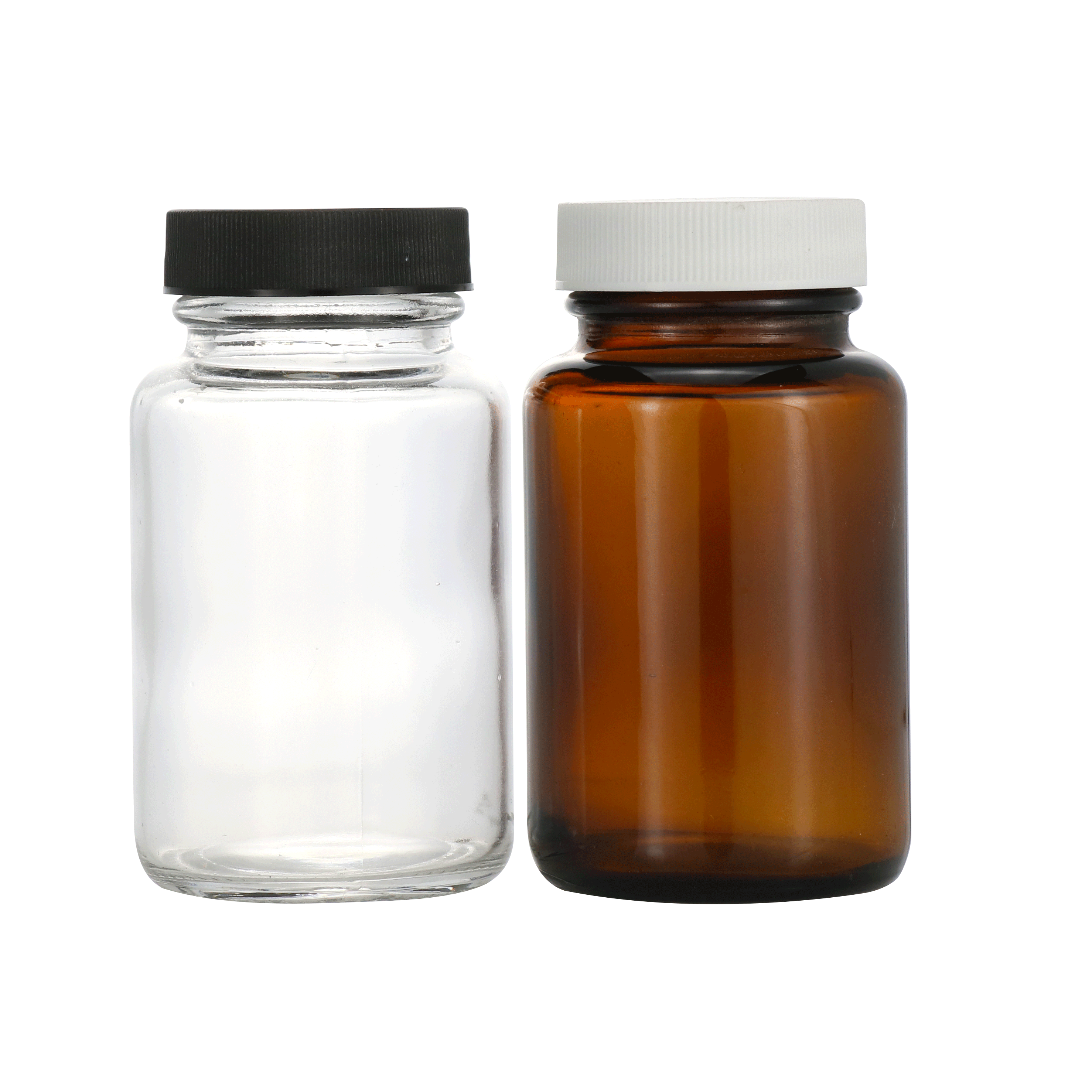 Factory frosted pharmaceutical amber black capsule glass pill bottle for medicine packing