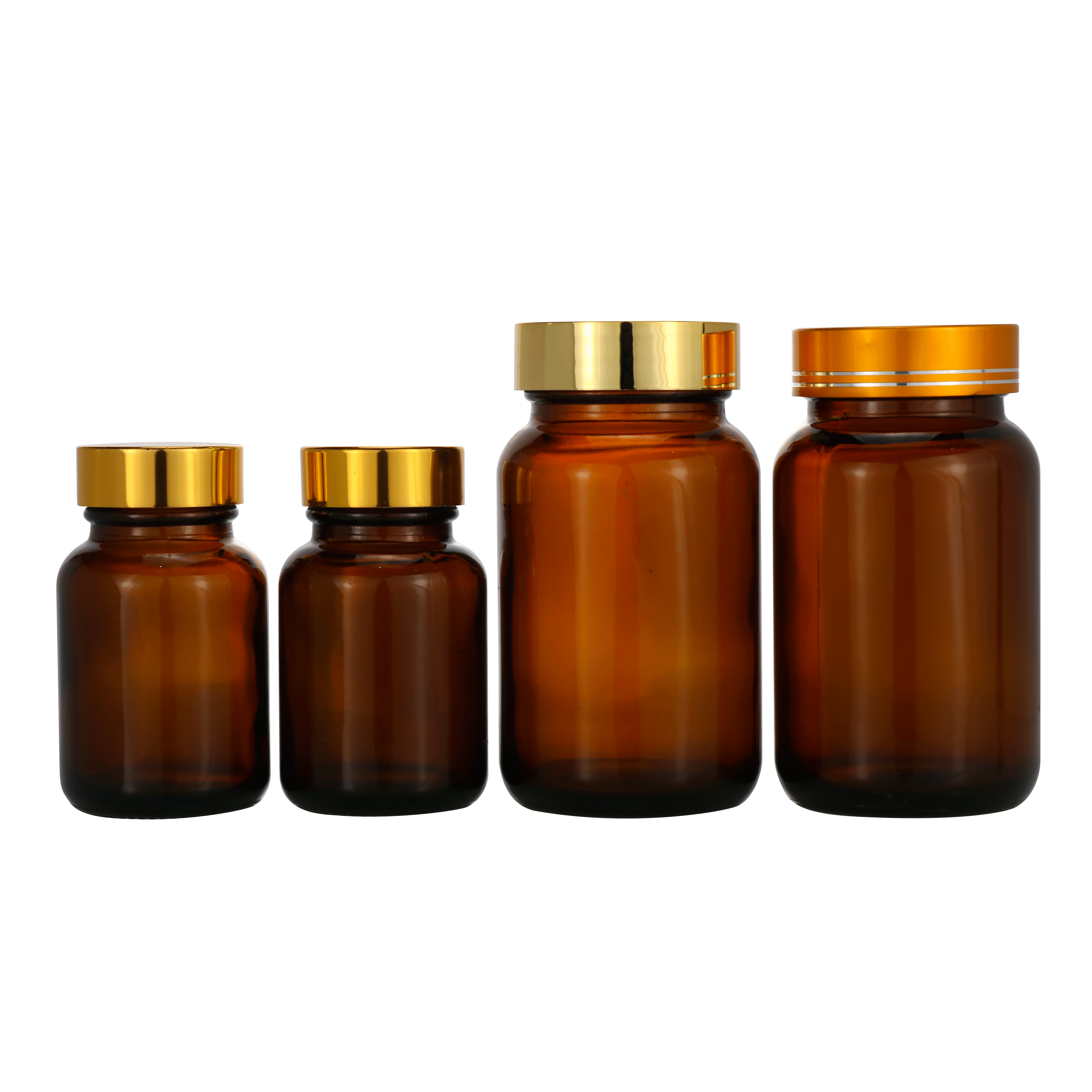 Factory frosted pharmaceutical amber black capsule glass pill bottle for medicine packing
