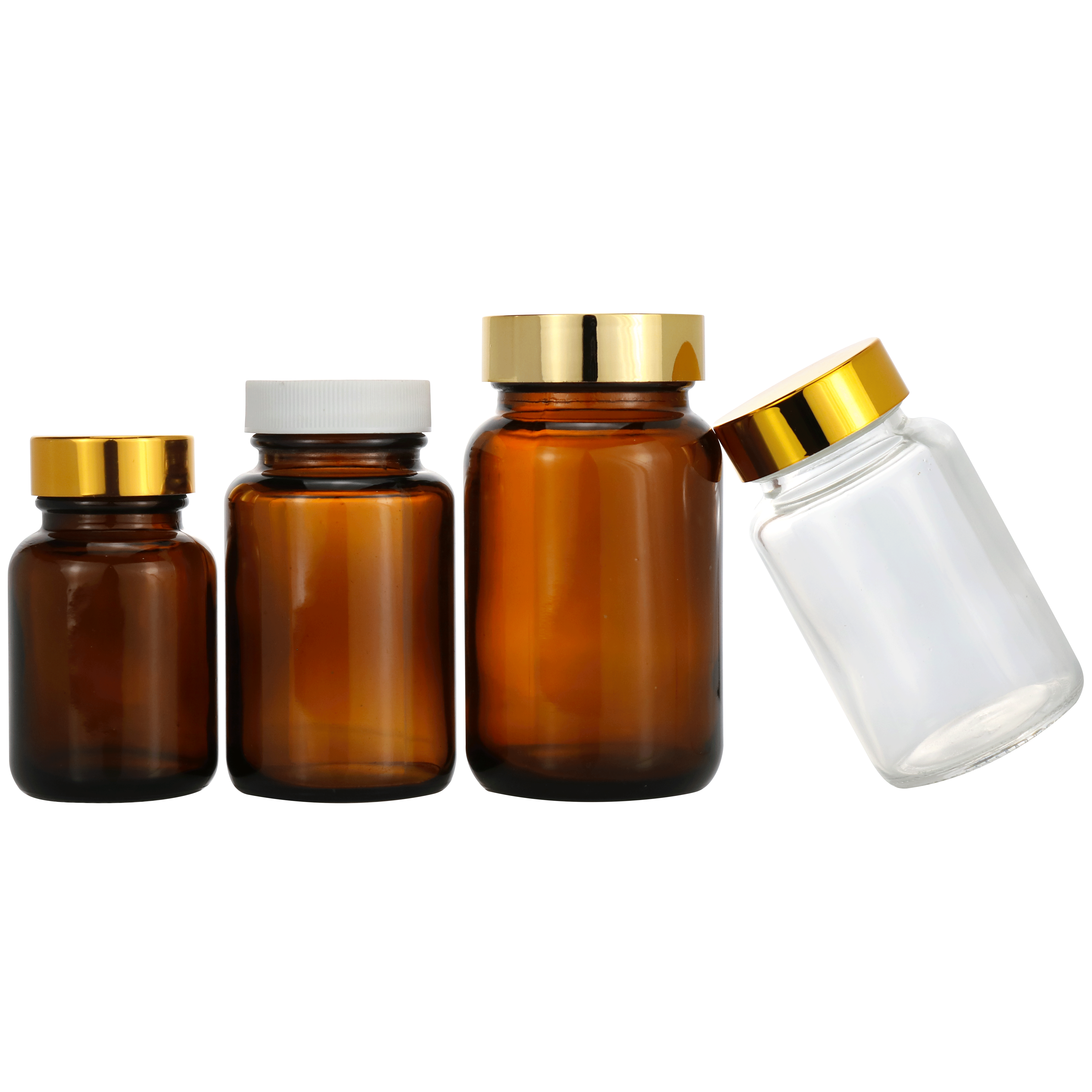 Factory frosted pharmaceutical amber black capsule glass pill bottle for medicine packing
