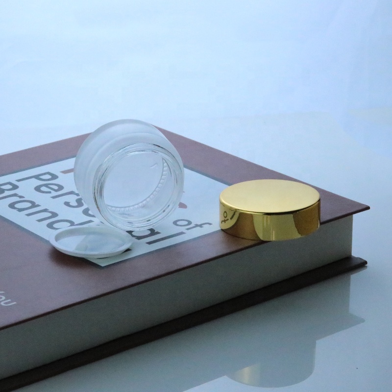 Factory high quality 5ml 10ml 15ml 20ml 30ml 50ml frosted glass cosmetic jar with gold lid (GJM21)
