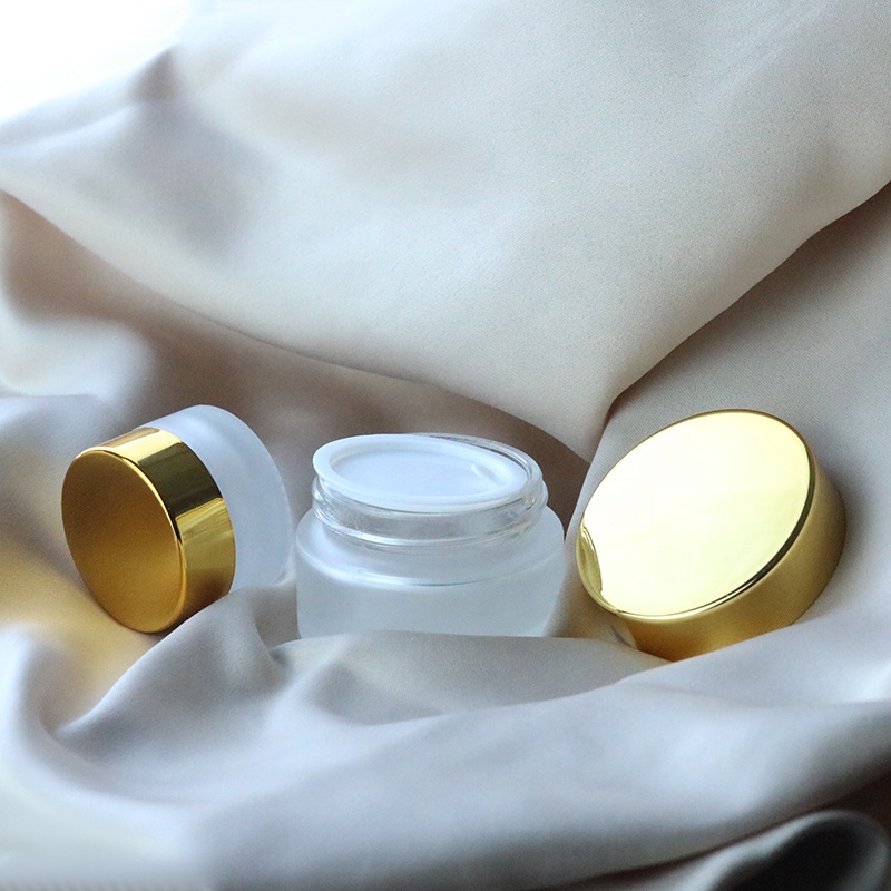 Factory high quality 5ml 10ml 15ml 20ml 30ml 50ml frosted glass cosmetic jar with gold lid (GJM21)