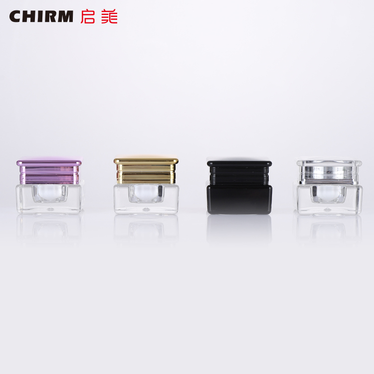 Factory in stock transparent jar with colored screw cap, empti plastic cream jar for cream