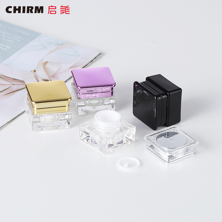 Factory in stock transparent jar with colored screw cap, empti plastic cream jar for cream