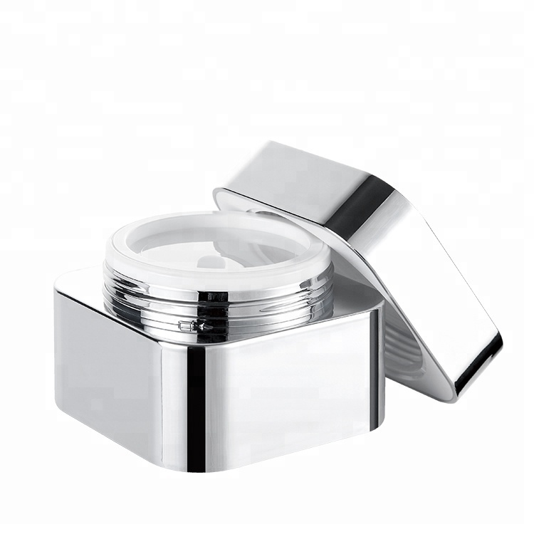 Factory-made 50g body plated silver square acrylic material cream jar