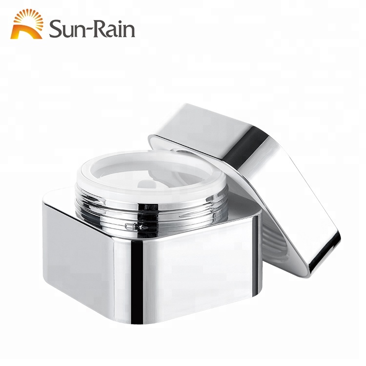 Factory-made 50g body plated silver square acrylic material cream jar