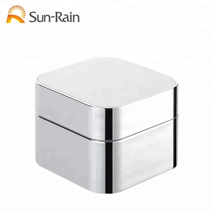 Factory-made 50g body plated silver square acrylic material cream jar