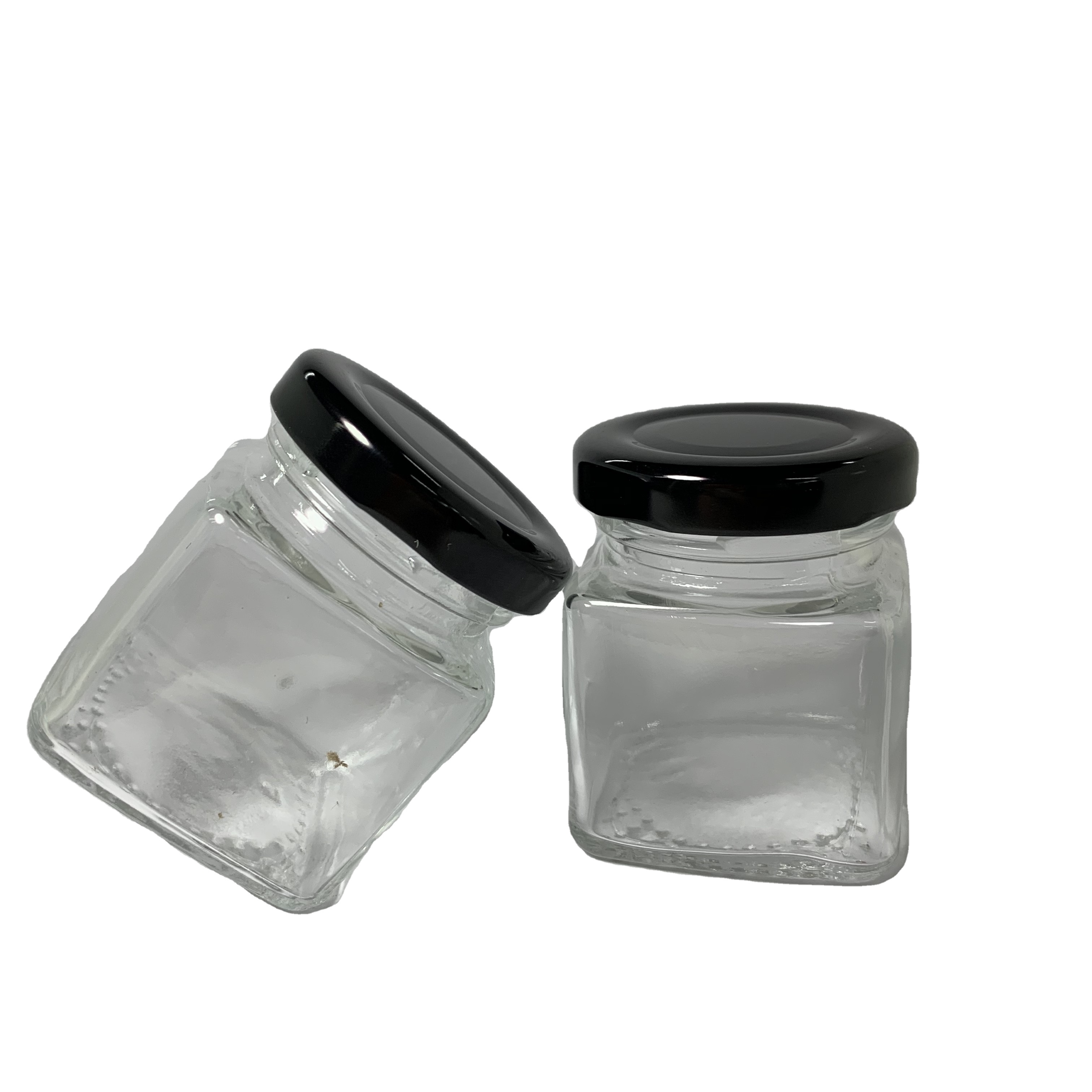 Factory made 55ml square jelly jam glass jar with metal twist off lid for food storage