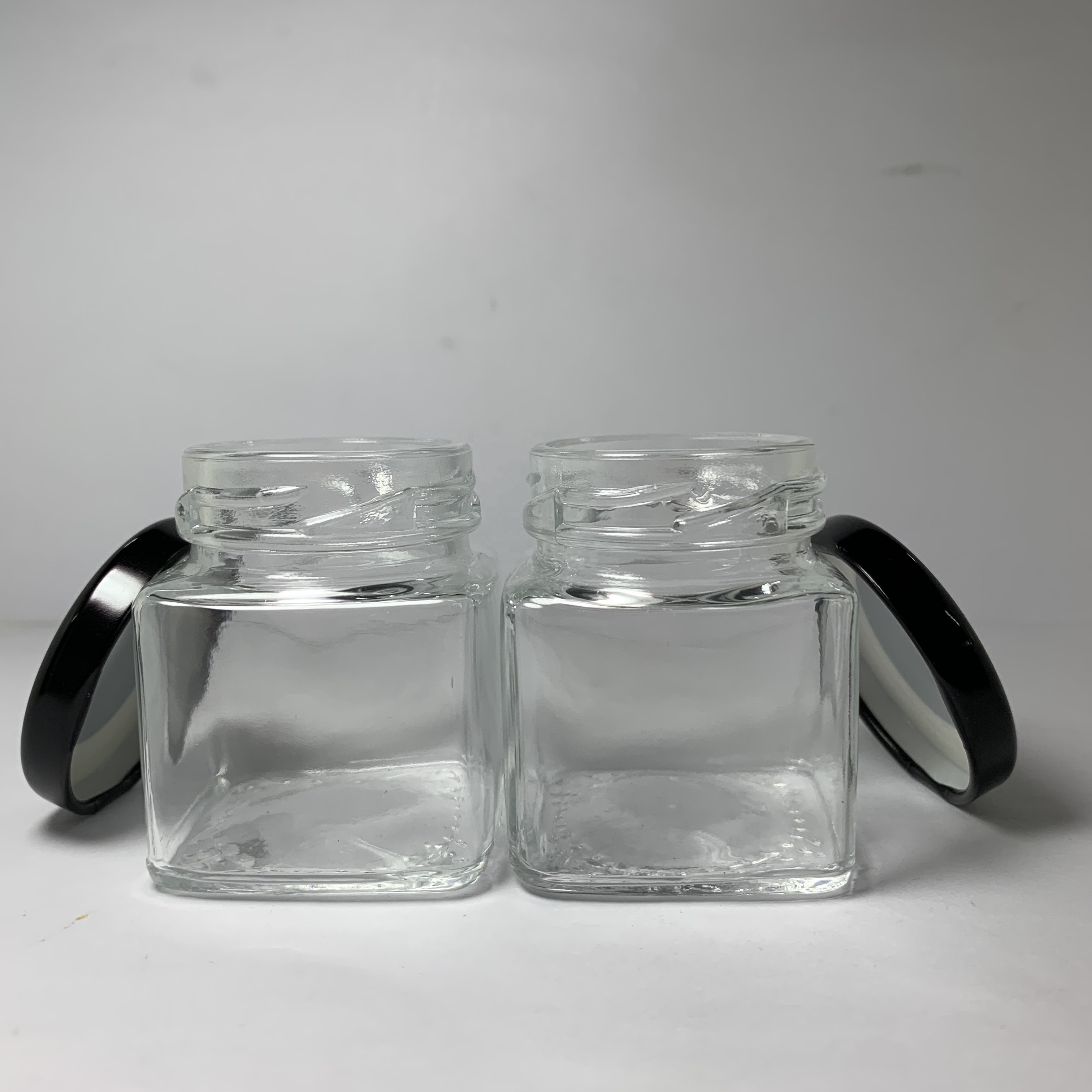 Factory made 55ml square jelly jam glass jar with metal twist off lid for food storage