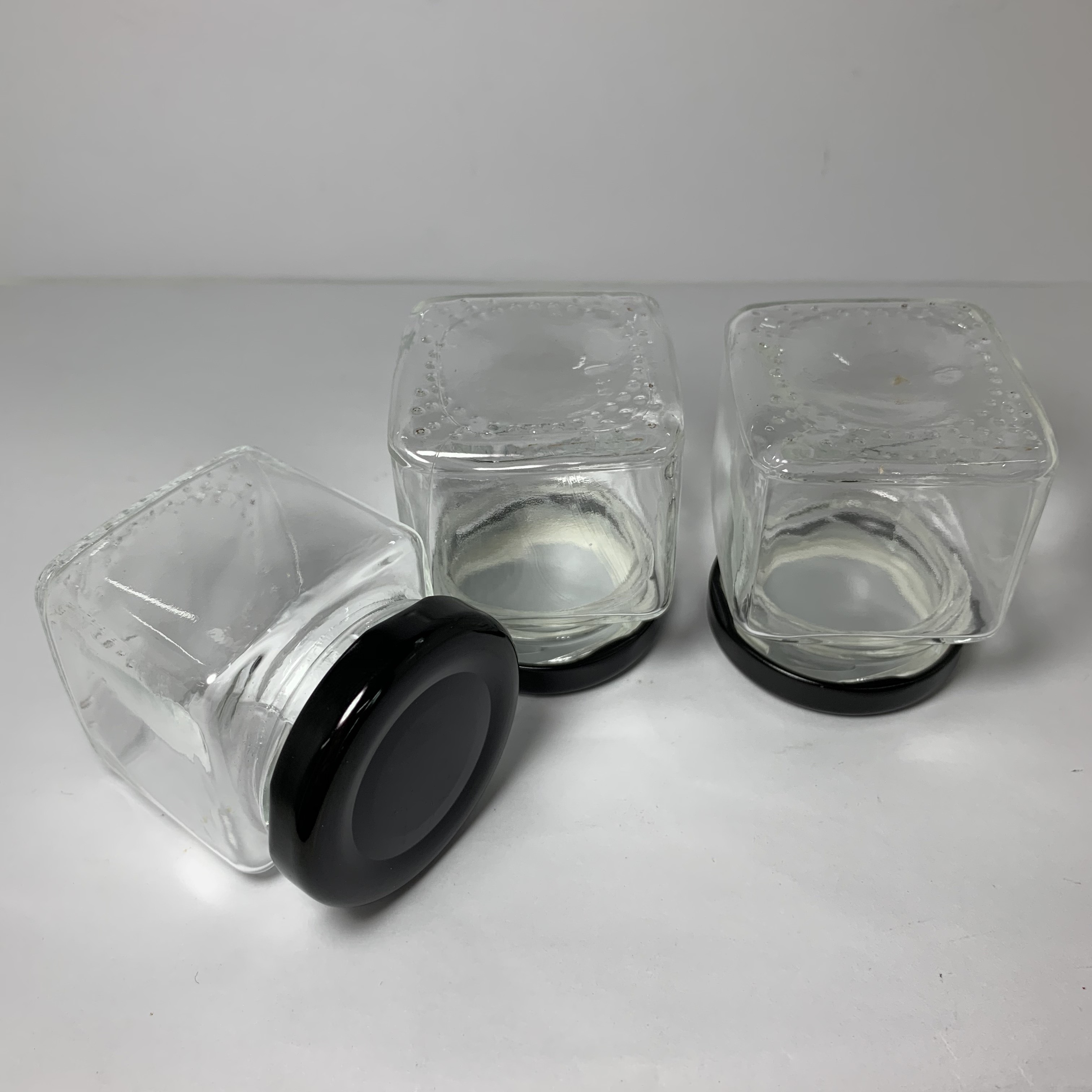 Factory made 55ml square jelly jam glass jar with metal twist off lid for food storage