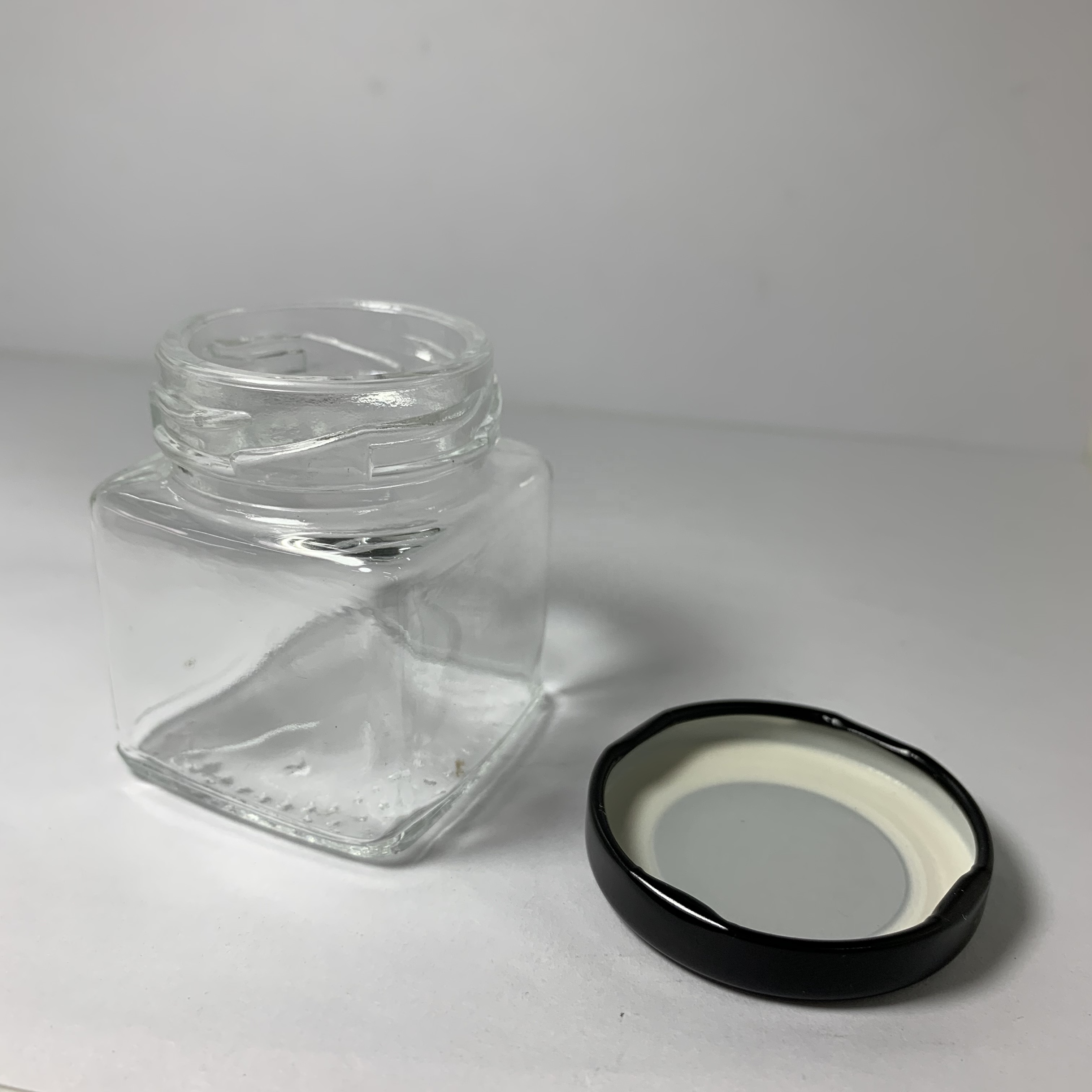 Factory made 55ml square jelly jam glass jar with metal twist off lid for food storage