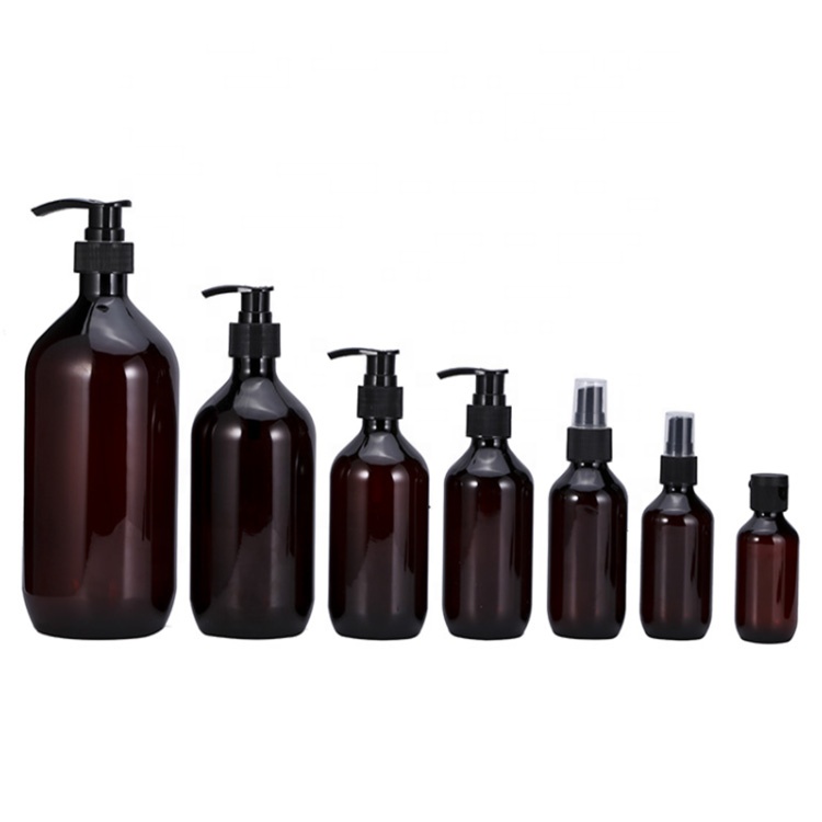 Factory manufacturers sell dark amber 30ml 50ml 100ml 120ml 500ml boston round glass bottle airless pump bottle
