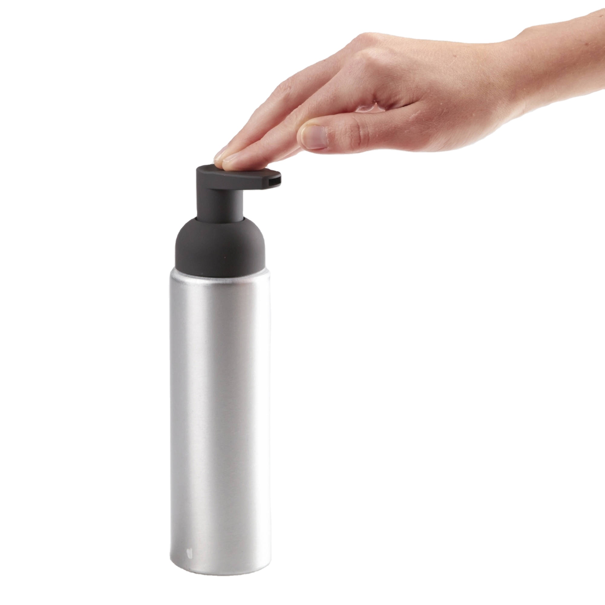 Factory metal 250ml 500ml refillable foaming pump bottles soap aluminum bottle with foam dispenser for face hand cleanser liquid