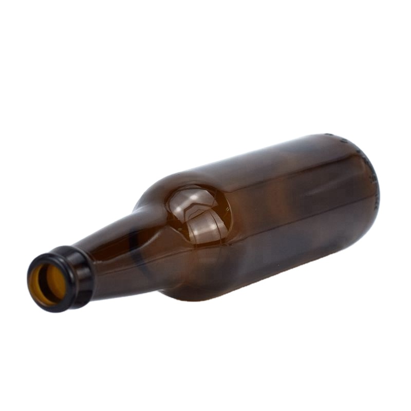 Factory outlet 330ml 12oz black brown amber beer glass bottle with beer crown caps