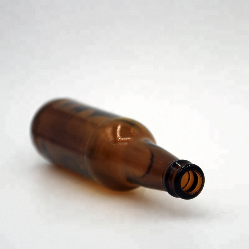 Factory outlet 330ml 12oz black brown amber beer glass bottle with beer crown caps