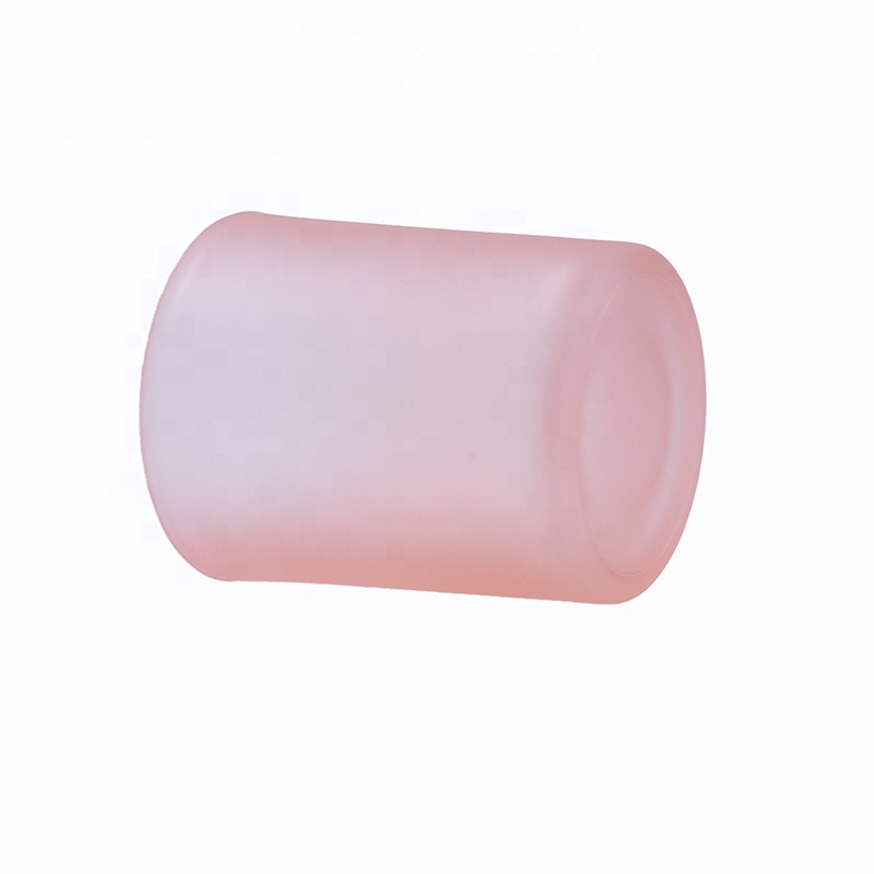 Factory price 200 ML translucent matte pink empty round custom candle holder glass jar with sealed metal lid