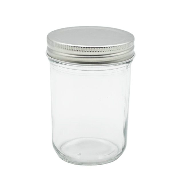 Factory price 250ml round clear wide_mouth glass Mason Jar with metal Lids for Jam, Honey