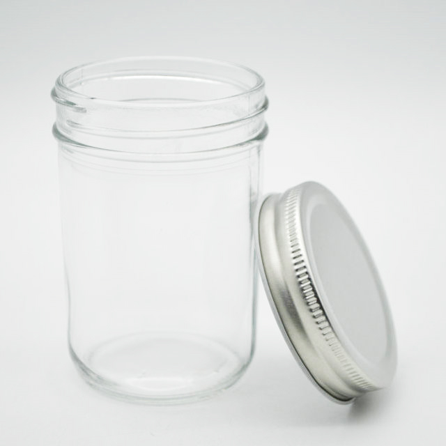 Factory price 250ml round clear wide_mouth glass Mason Jar with metal Lids for Jam, Honey