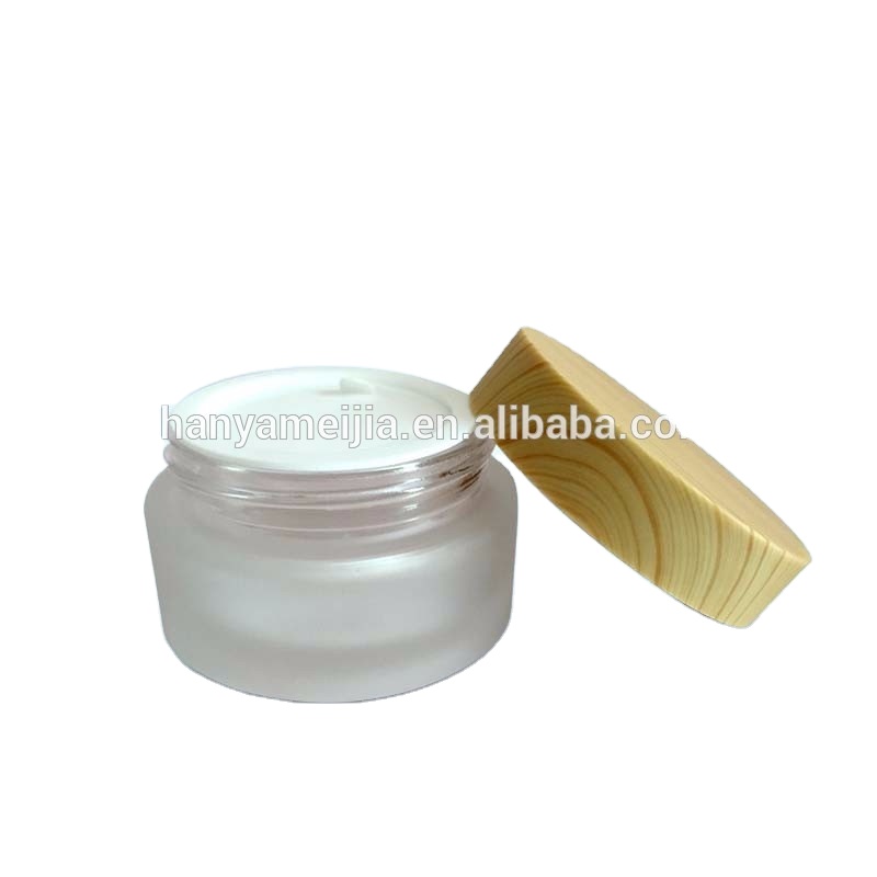 Factory price 30ml luxury cosmetic glass container wood jar
