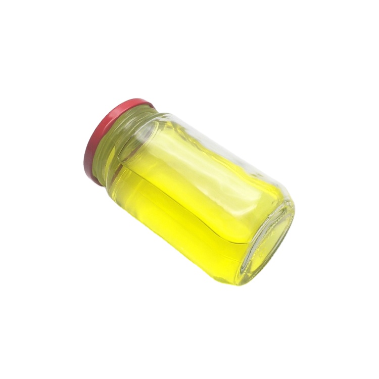 Factory price 370ml glass jar with metal lid for honey jam sauce pickles