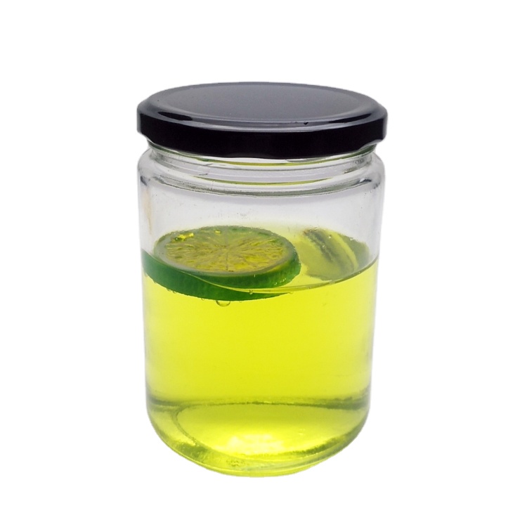 Factory price 550ml round wide mouth glass jar food with metal lid