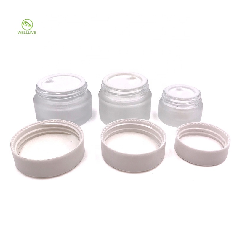Factory price 5g 10g 15g 20g 30g 50g 100g frosted clear cosmetic serum glass cream jar with gasket