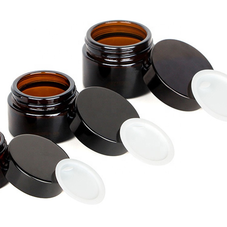 Factory price 5g 10g 20g 30g 50g 100g amber cosmetic cream glass jar with metal lid