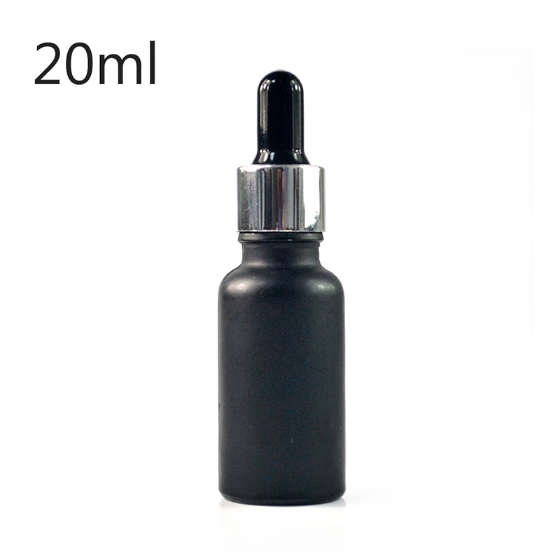 Factory price Black frosted essential oil glass bottle5ml 10ml 15ml 20ml 30ml with black aluminium dropper Wholesales