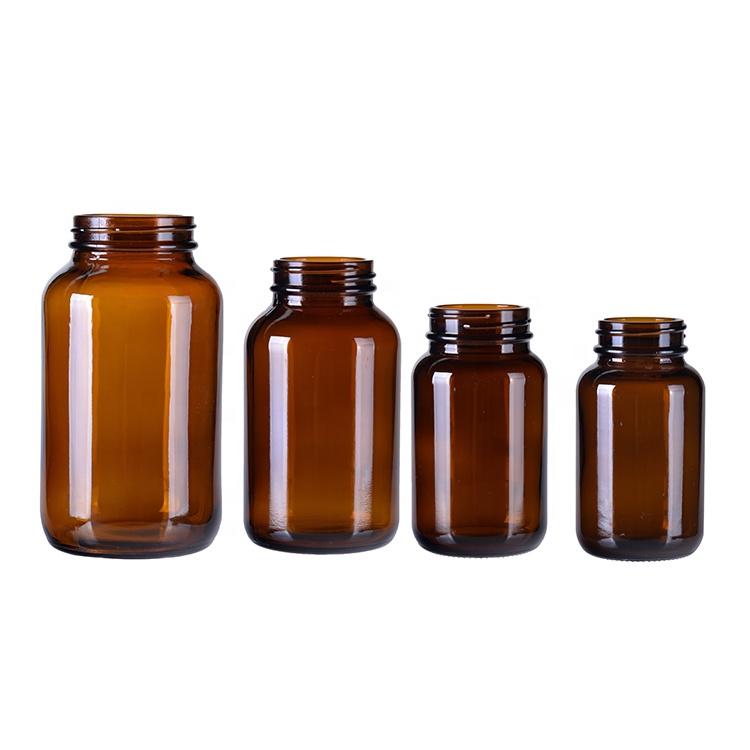 Factory price amber wide mouth glass pharmaceutical pill bottle for tablet