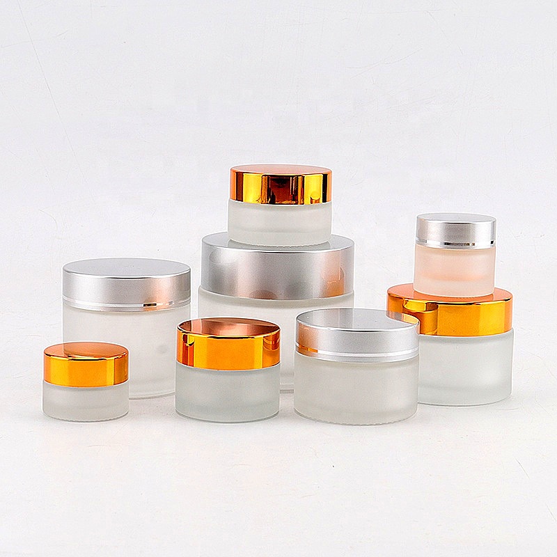 Factory price cheap empty china glass frosted jar containers with lids