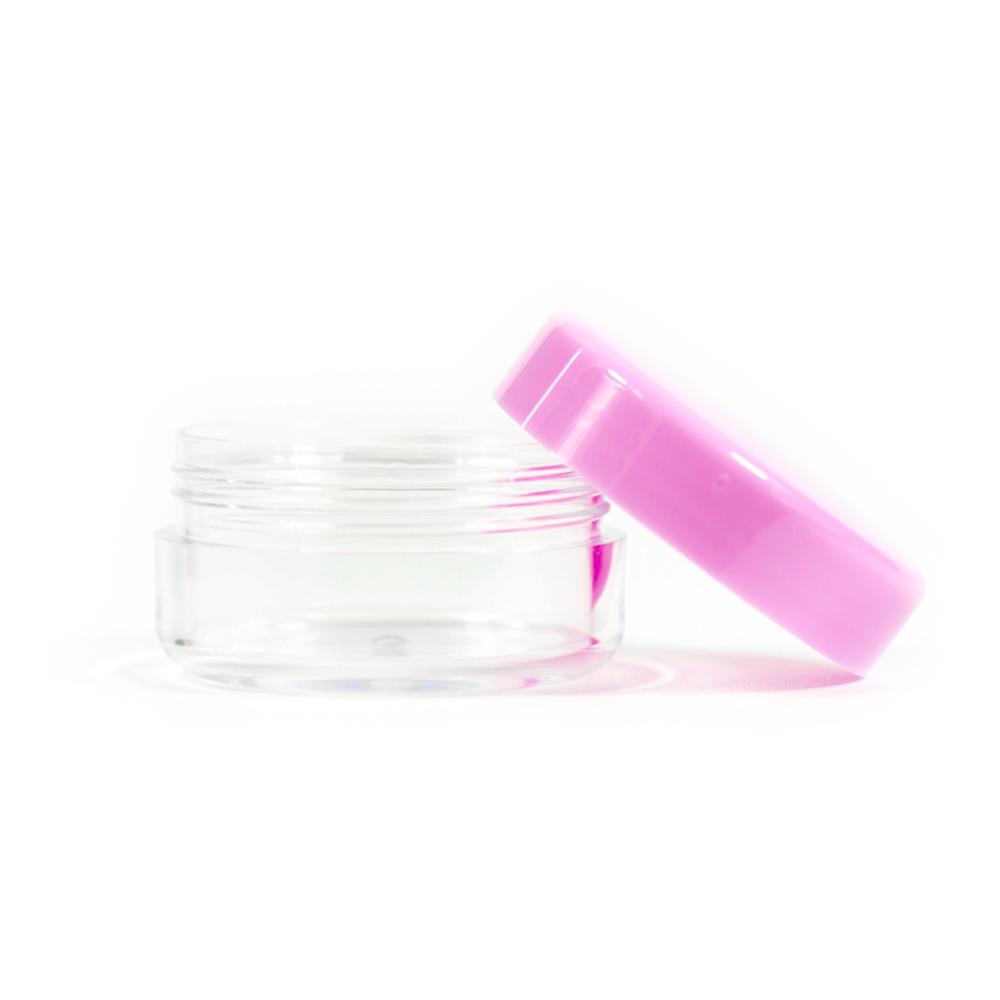 Factory price cheap empty plastic mini cosmetic 10 gram jar pink cosmetic jars and bottles