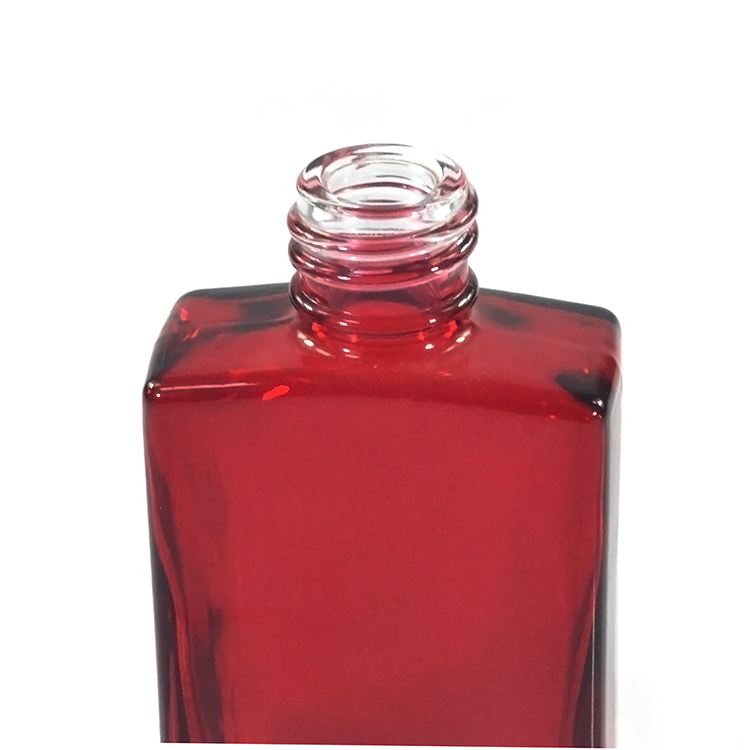 Factory price customized color 30ml essential oil rectangular e liquid red glass dropper bottle with aluminum cap