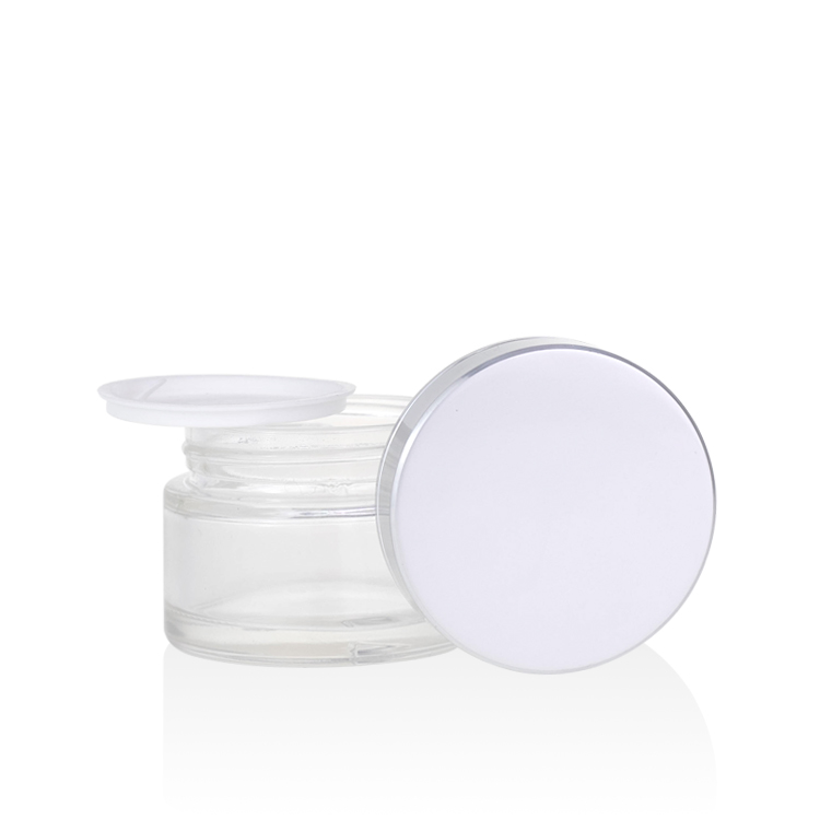 Factory price empty clear glass jar for bath salt metal closure cosmetic packaging container jars 200g 2oz 4oz 6oz 8oz