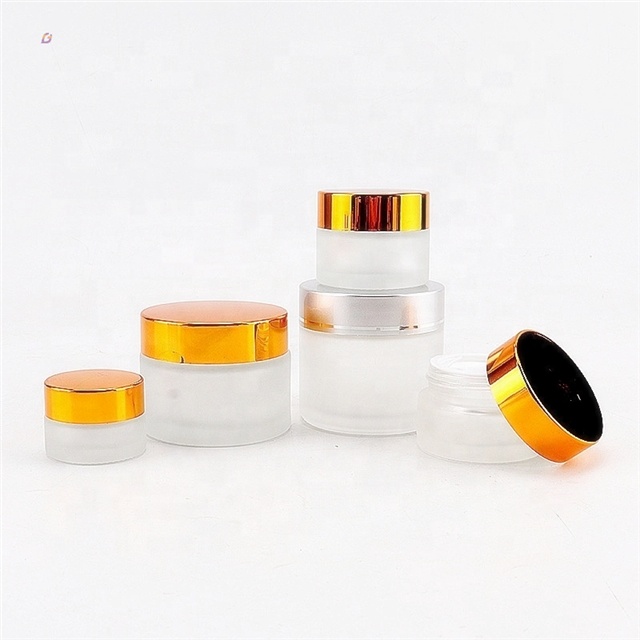 Factory price empty gold lid face eye cream jar glass for sale