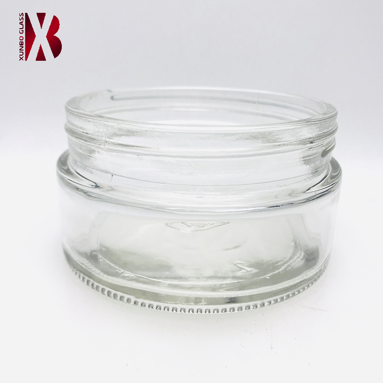 Factory price flat round shape 200 ml glass maple syrup jar with plastic lid