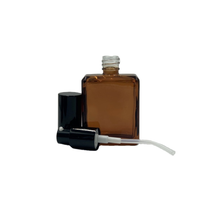 Factory price oblate rectangle glass spray 50ml amber glass perfume bottle