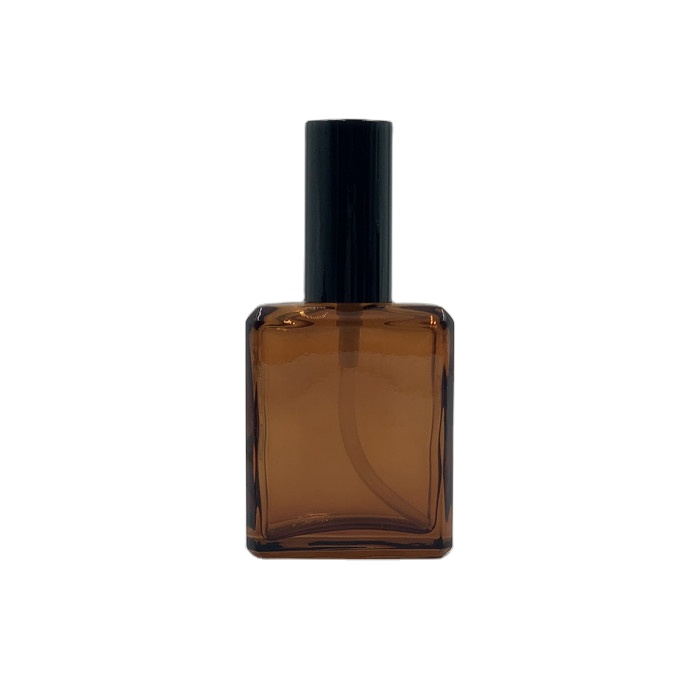 Factory price oblate rectangle glass spray 50ml amber glass perfume bottle