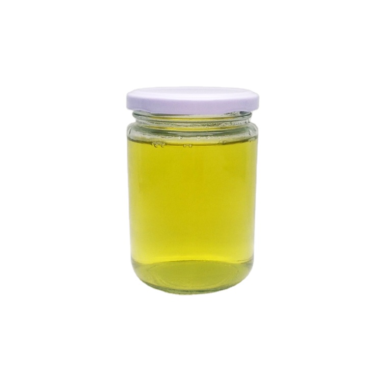 Factory price reusable 350ml round clear glass container jar with metal lid for honey jam spice