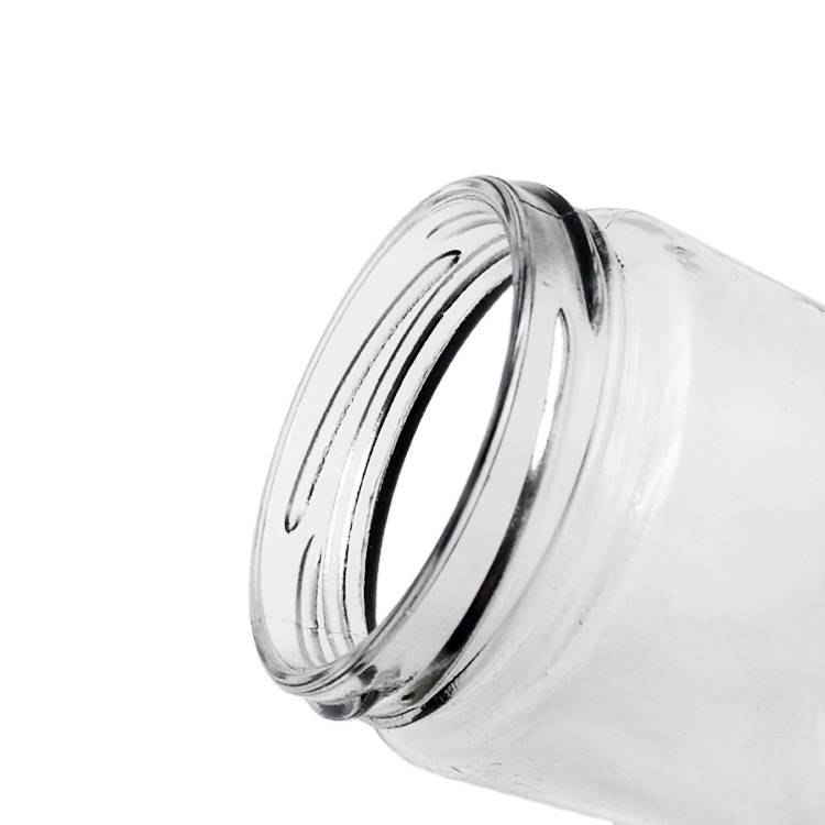 Factory price reusable 350ml round clear glass container jar with metal lid for honey jam spice