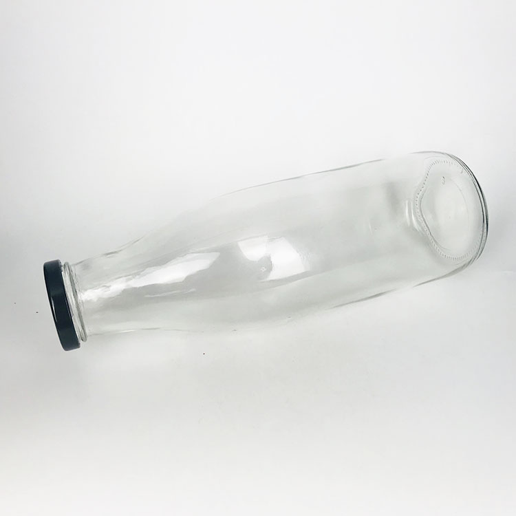 Factory price round shape 1 L glass milk bottle with metal cap
