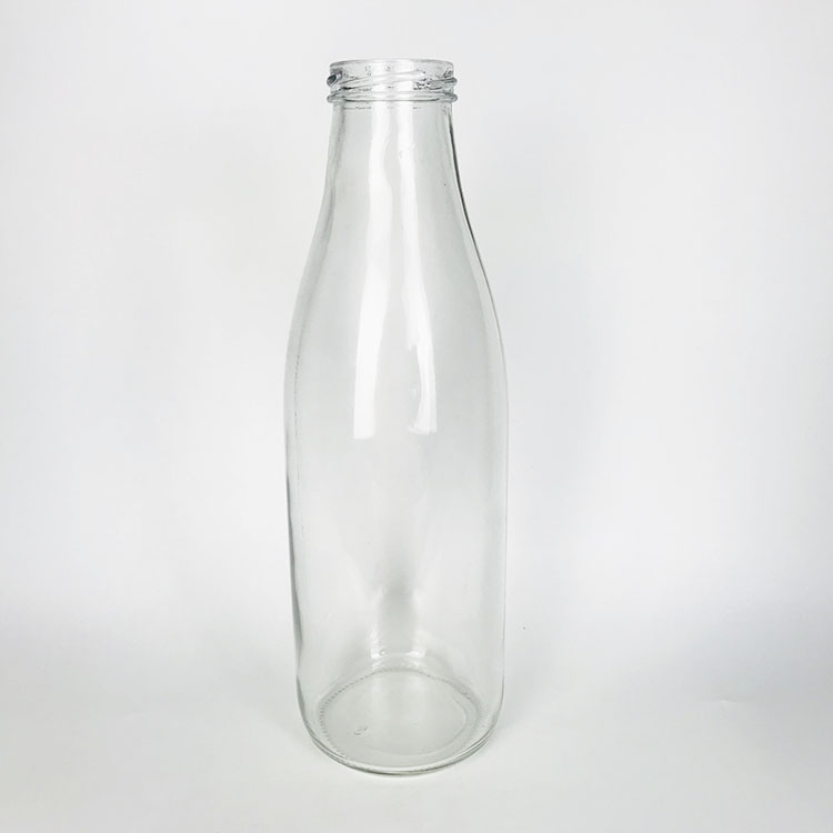 Factory price round shape 1 L glass milk bottle with metal cap