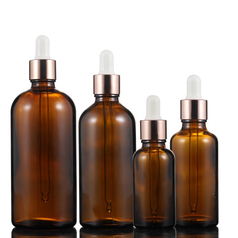 Factory price sale Cosmetic packaging serum essential oil amber glass dropper bottles