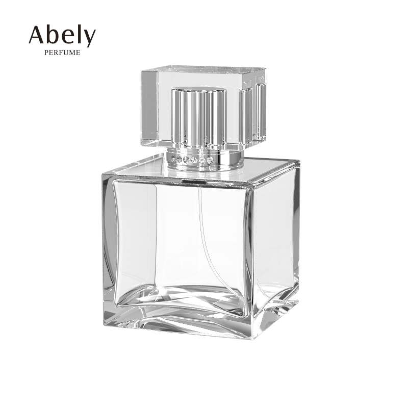 Factory price wholesale 100ml empty perfume glass bottle with perfume acrylic lids in stock