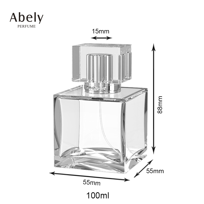 Factory price wholesale 100ml empty perfume glass bottle with perfume acrylic lids in stock