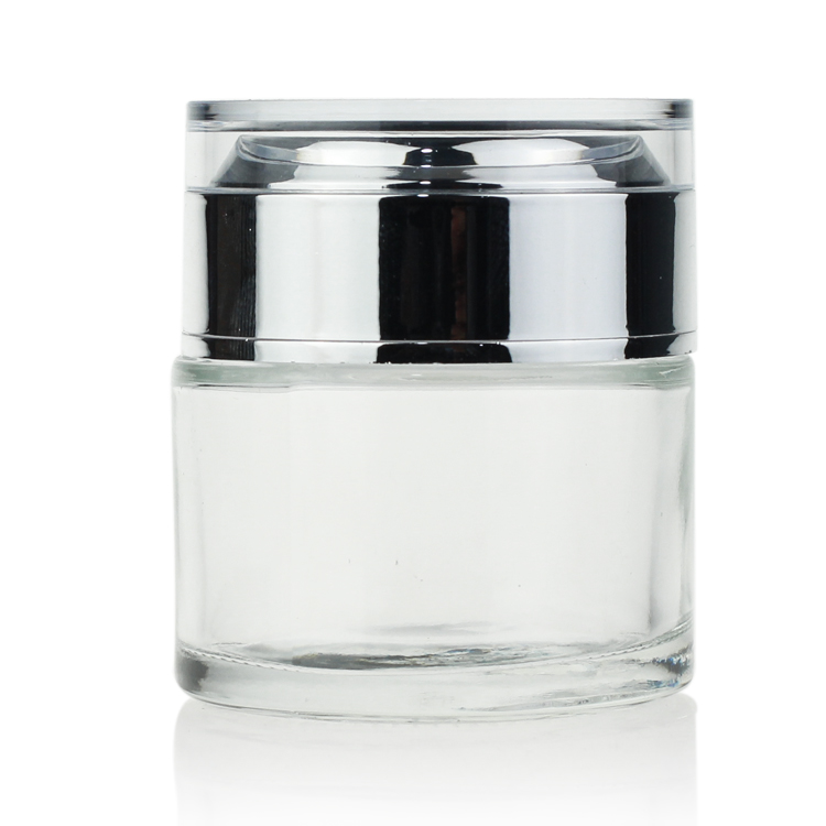 Factory price wholesale clear cream cosmetic container glass 50ml cosmetic jar