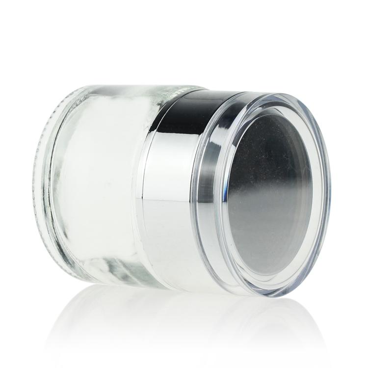 Factory price wholesale clear cream cosmetic container glass 50ml cosmetic jar