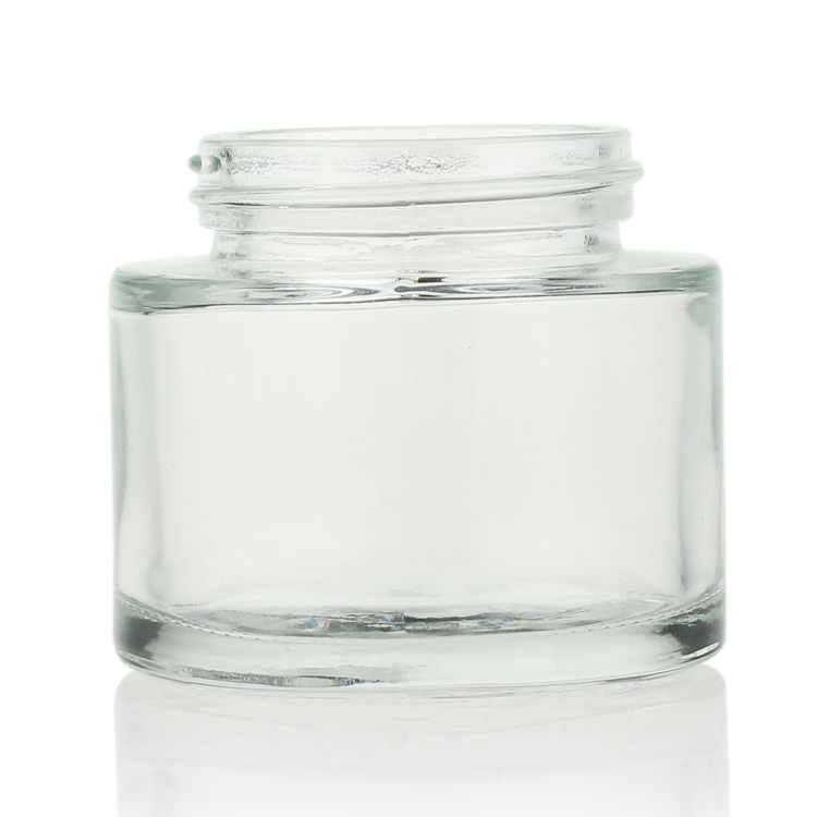 Factory price wholesale clear cream cosmetic container glass 50ml cosmetic jar