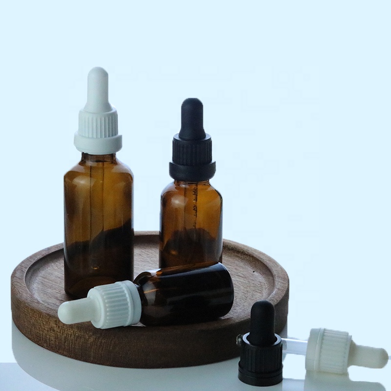 Factory price10ml 15ml 30ml 100ml Round Amber Glass 18/415 Tamper Evident Pipette Dropper Bottle For Essential Oil (GRA04)
