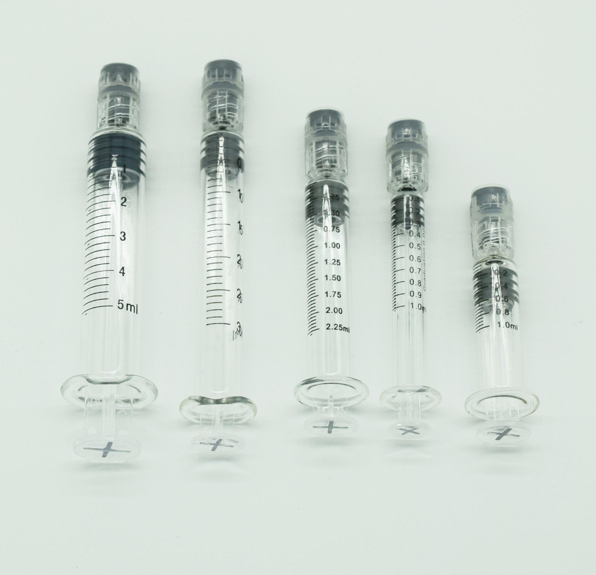 Factory producer High quality glass syringe with lock Child proof metal luer lock CBD glass syringe 1ml 3ml
