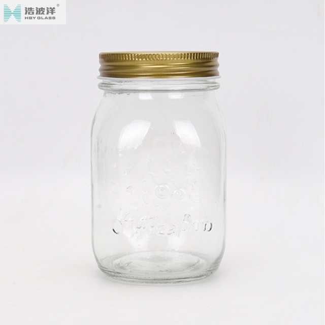 Factory sale 150ml 300ml 500ml carven mason glass jar with tinplate