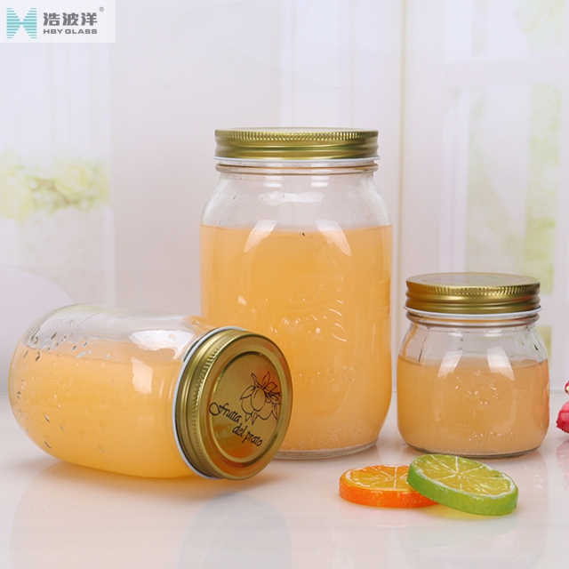 Factory sale 150ml 300ml 500ml carven mason glass jar with tinplate